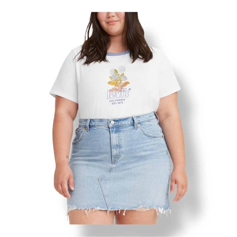 Levi’s Women’s Crew Neck Cropped Jordie Dandelion Graphic Tee Dreamy White 2X